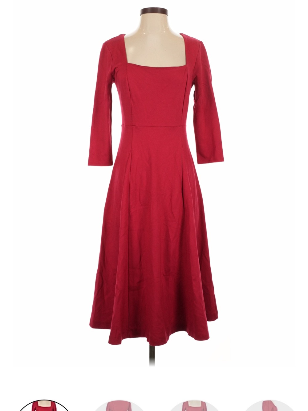 Maeve Deep Red Square-Neck Midi Dress